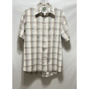 Timberland Mens Medium Short Sleeve Button Down Plaid Shirt